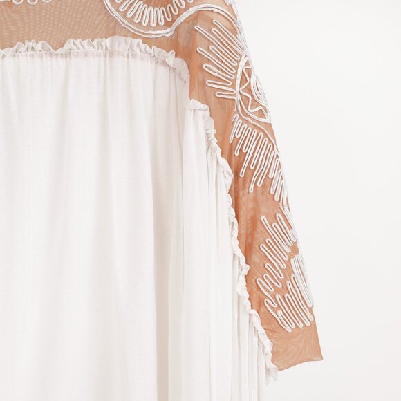 Jean Paul Gaultier White Mesh Soutache Embroidery Batwing-Sleeve Top - Picture 4 of 10